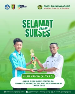 Siswa SMK Negeri 1 Gunung Agung Raih Juara 3 Kaligrafi pada PENTAS PAI Tingkat Kabupaten Tulang Bawang Barat Tahun 2026